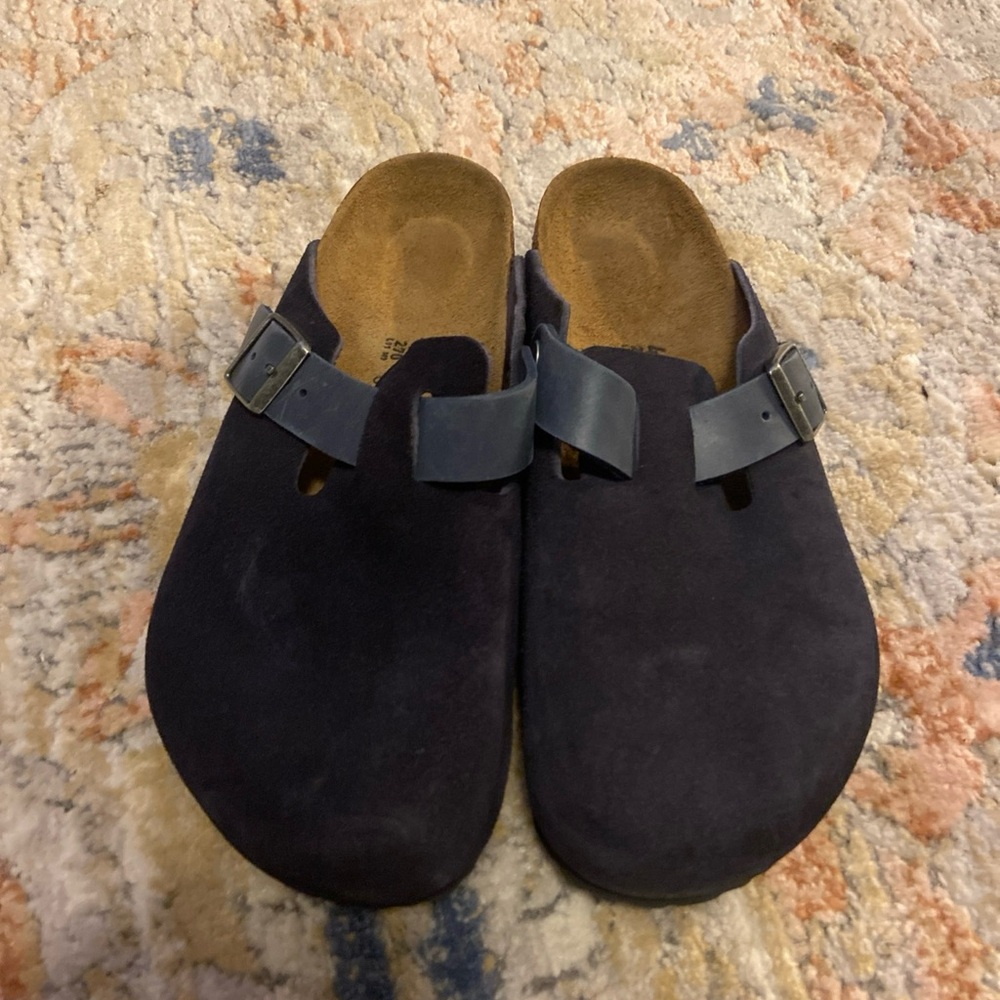 Birkenstock Boston Suede Soft Footbed Clogs Blue EU 42 Men’s 9 Women’s 11 Shoes - Picture 2 of 16